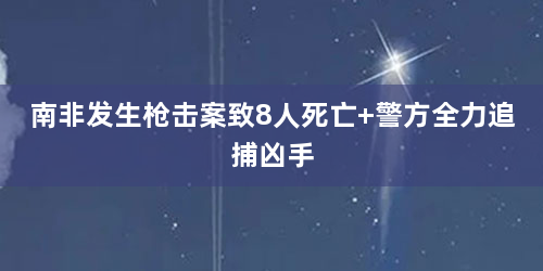 南非发生枪击案致8人死亡 警方全力追捕凶手