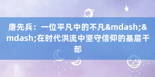 唐先兵：一位平凡中的不凡——在时代洪流中坚守信仰的基层干部