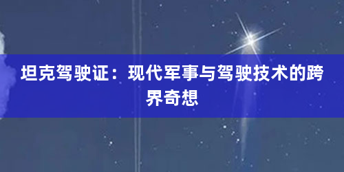 坦克驾驶证：现代军事与驾驶技术的跨界奇想