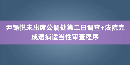 尹锡悦未出席公调处第二日调查 法院完成逮捕适当性审查程序