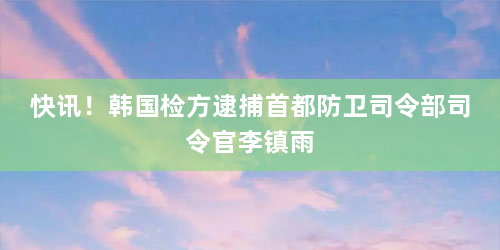 快讯！韩国检方逮捕首都防卫司令部司令官李镇雨