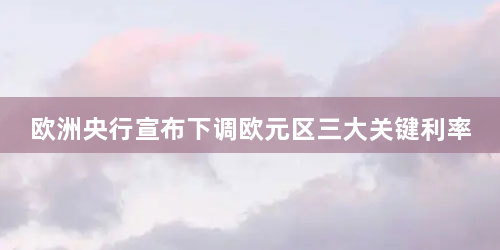 欧洲央行宣布下调欧元区三大关键利率