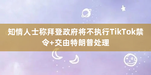 知情人士称拜登政府将不执行TikTok禁令 交由特朗普处理