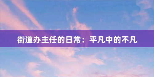 街道办主任的日常：平凡中的不凡