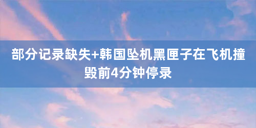 部分记录缺失 韩国坠机黑匣子在飞机撞毁前4分钟停录