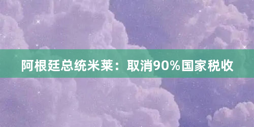 阿根廷总统米莱：取消90%国家税收
