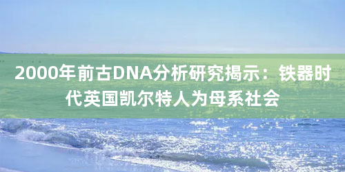 2000年前古DNA分析研究揭示：铁器时代英国凯尔特人为母系社会